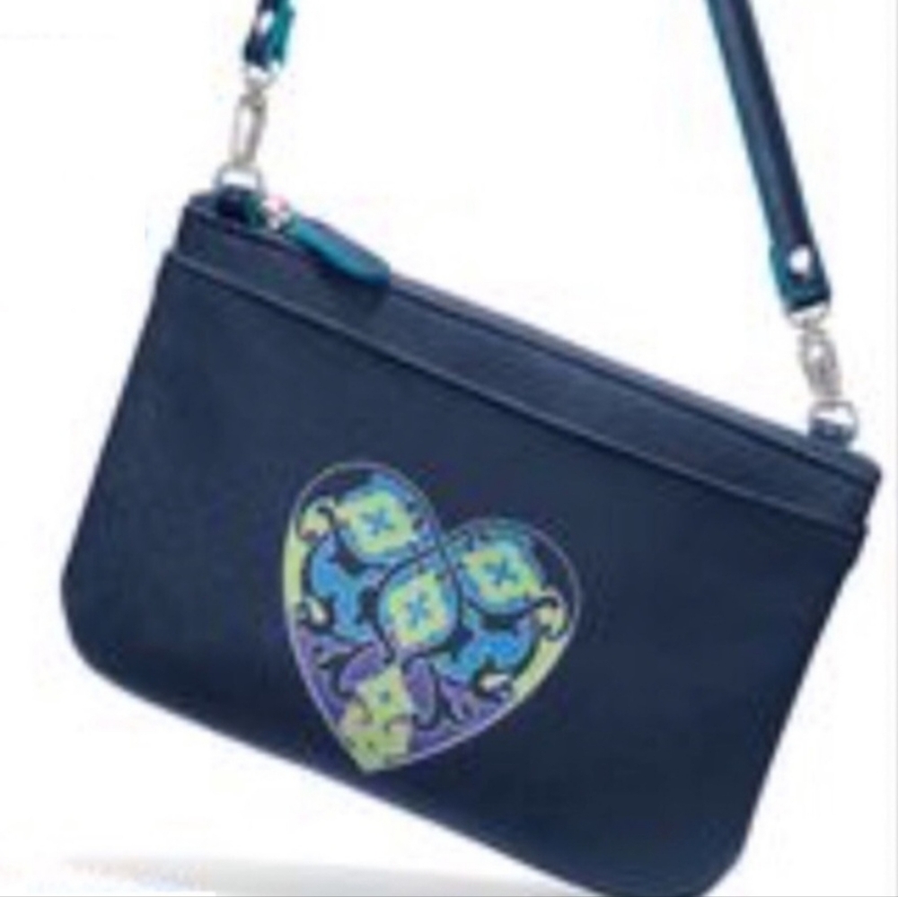 Brighton Navy Summer Hearts Mini-Bag  with Crossbody Strap